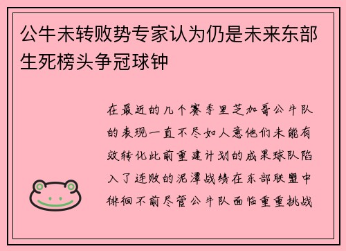公牛未转败势专家认为仍是未来东部生死榜头争冠球钟